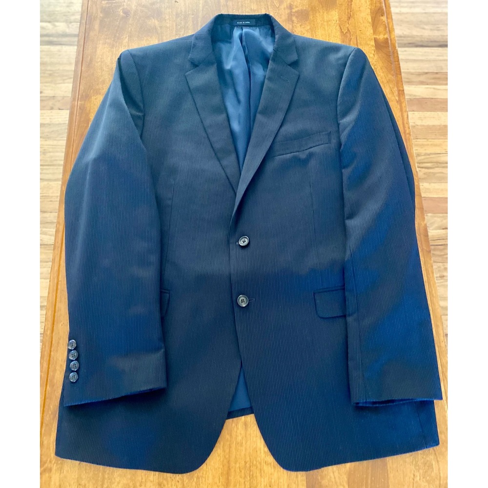 Ralph Lauren Dillard's Men's Navy Blue Pinstripe 100% Wool Blazer Jacket 46L EUC